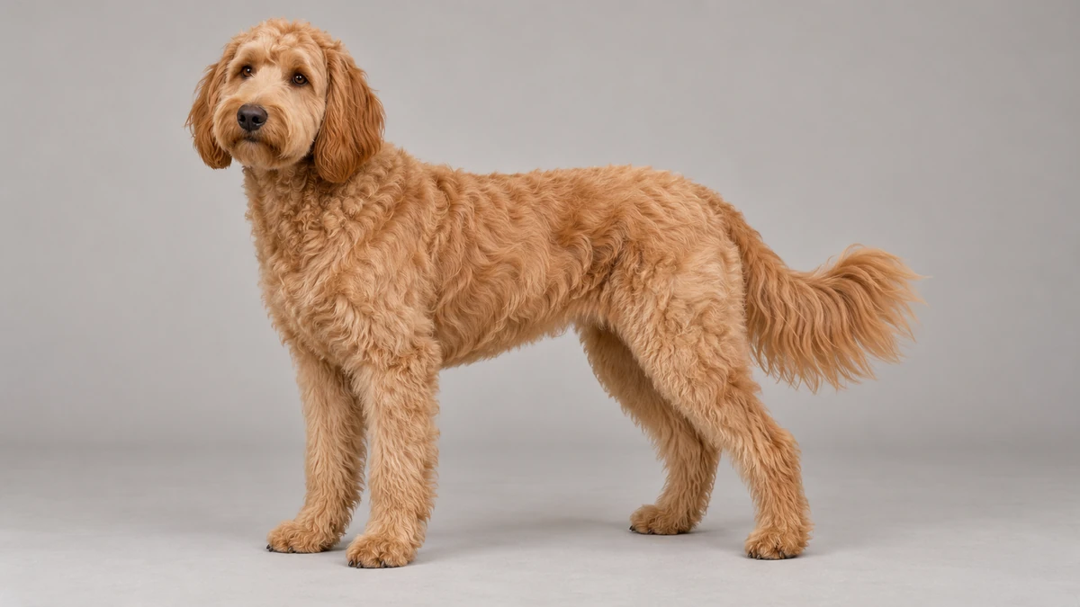 Goldendoodle köpek — kayısı (apricot) renk