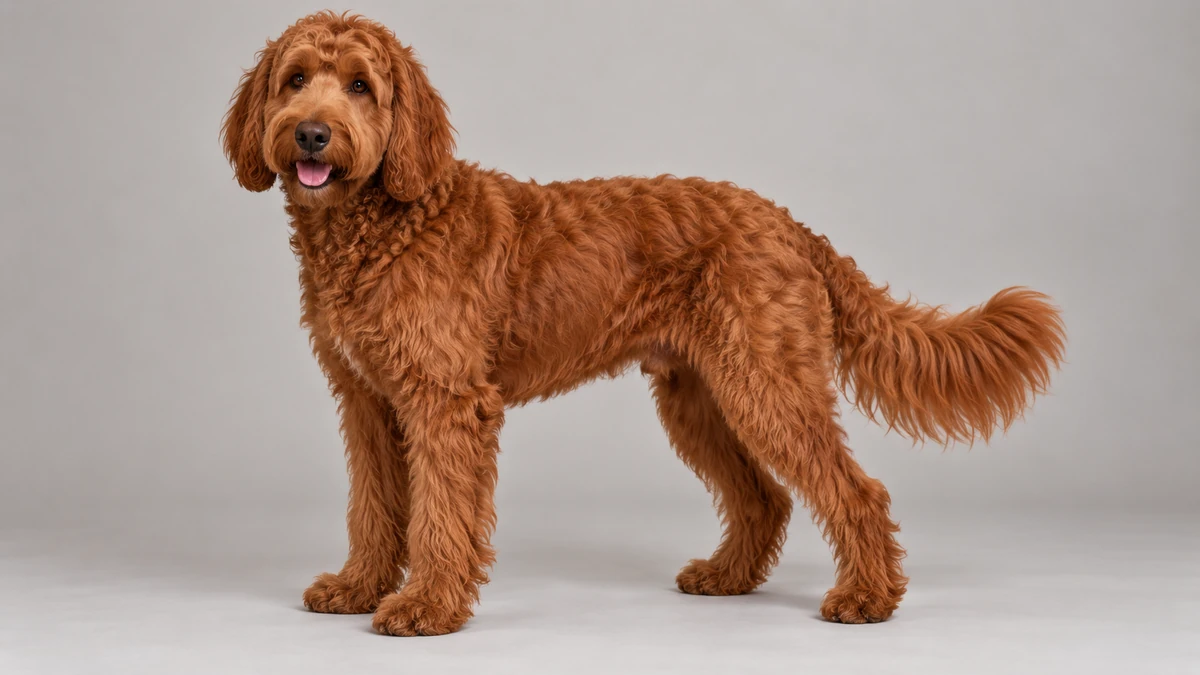 Goldendoodle köpek — kırmızı renk