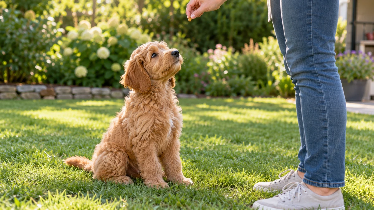 Goldendoodle yavru köpek — komut ve eğitim